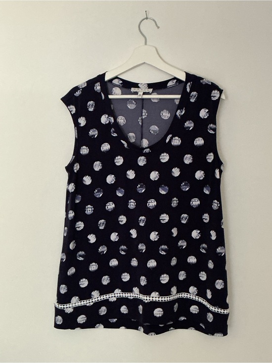 Chaus Tops - Chaus Navy Tank Top with White Polka Dot Print